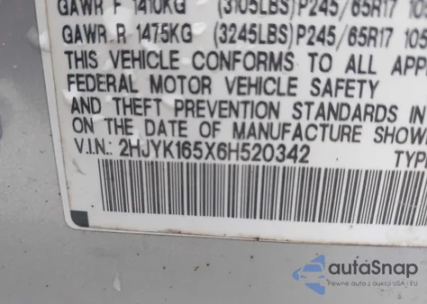 2006 Honda Ridgeline Rtl from USA, damaged, VIN 2HJYK165X6H520342